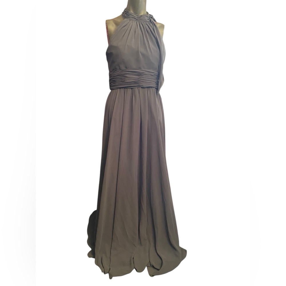 Evening Wear Soft Grey Flowing Full Length Dress Size 16 - Picture 1 of 8
